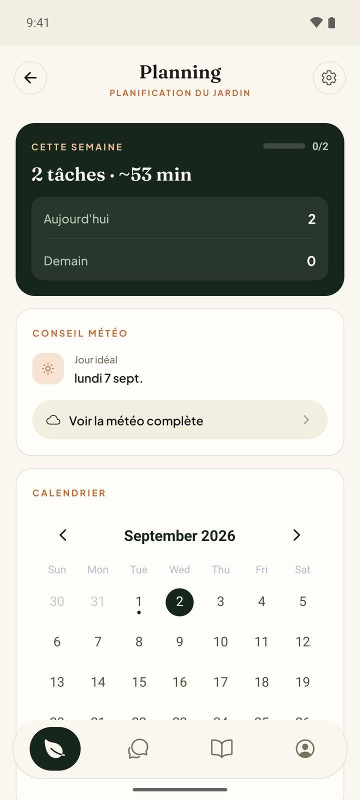 Planning de la semaine dans Hortenia